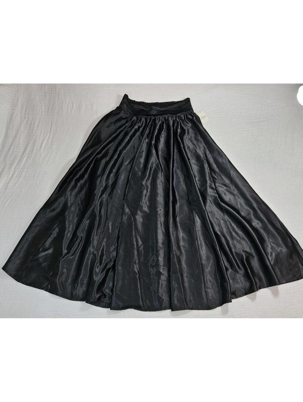 SATIN TUX WAIST MAXI SKIRT Cato Medium Black Cocktail Formal Party 2 Pockets